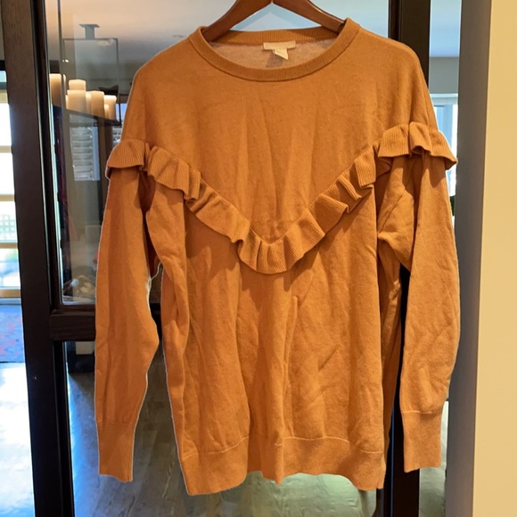 H&M oversized camel ruffle detail sweater. Never worn. - Picture 1 of 2